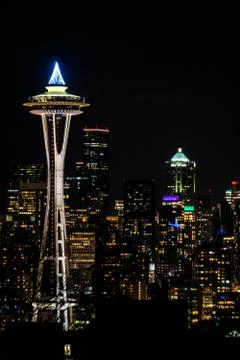 Seattle Space Needle at night Fotos Stock