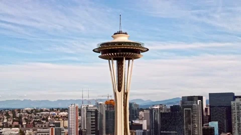Seattle Space Needle orbit aerial 動画素材 161521698