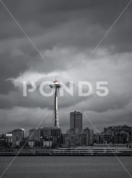 The Seattle Space Needle on a Stormy Day Stock Photos