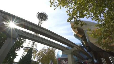 Seattle Space Needle Tracking Shot Stock Footage 86562583