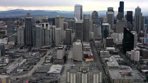 Seattle Space Needle View of Downtown Stock Footage 4482086