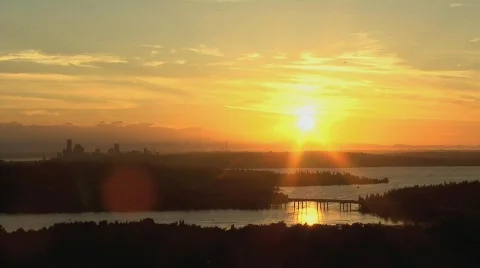 Seattle sunset  Stock Footage 775891