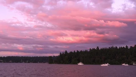 Seattle Sunset Lake Washington | Time Lapse Stock Footage
