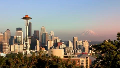 Seattle at Sunset Stock Photos