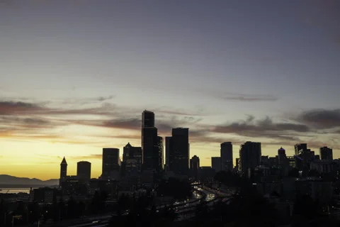 Seattle Sunset Timelapse from Dr. Jose Rizal Bridge Stock Footage 280938626