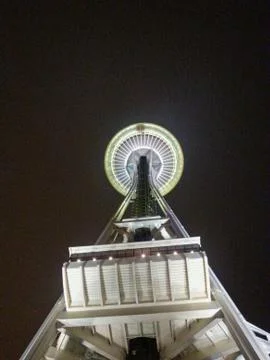 The seattle tower at night Stock Photos