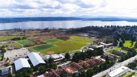 Seattle Town with playground Stock Footage 93741949