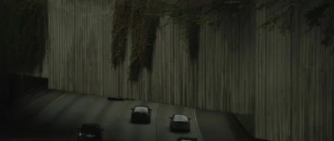 Seattle traffic under Freeway Park Stockbeeldmateriaal 135475596