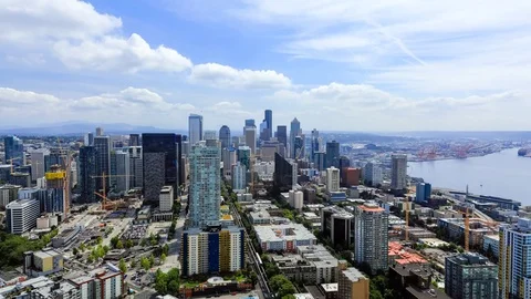 SEATTLE  - USA, AUGUST 2017: Beautiful panorama to the modern city Video stock 79725439