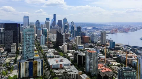 SEATTLE - USA, AUGUST 2017: Panoramic view to the city at midday Stock Footage 79727814
