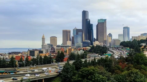 SEATTLE - USA, AUGUST 2017: View to a modern city at midday Video stock 79752112