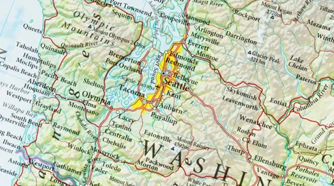 Seattle - USA Map Zoom Stock Footage 34456108