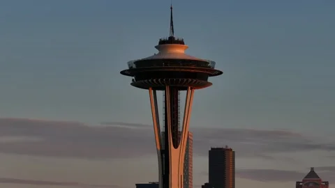 Seattle, USA-Oct 25th, 2025: Aerial view of the city skyskcraper landmark Video stock 330856960