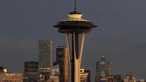 Seattle, USA-Oct 25th, 2025: Aerial view of the city skyskcraper landmark Видео 330858559