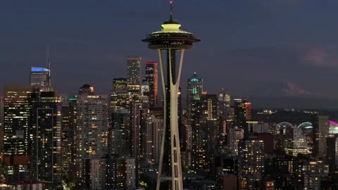 Seattle, USA-Oct 25th, 2025: Aerial view of the city skyskcraper landmark Видео 330859475