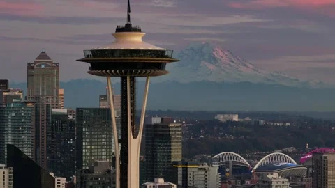 Seattle, USA-Oct 25th, 2025: Aerial view of the city skyskcraper landmark Stockbeeldmateriaal 330865638