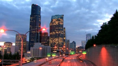 Seattle view freeway Stock Footage 7907573