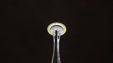 Seattle  WA - Space Needle 2 - Night Stockbeeldmateriaal 99386