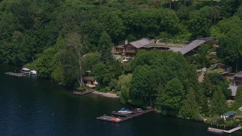 Seattle, Washington circa-2018. Bill Gates' home on Lake Washington.  Shot from Stock Footage 101268895