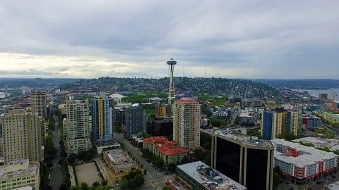Seattle Washington Downtown Aerial Stock Footage 73206628