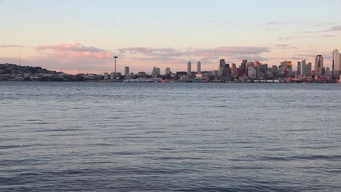 Seattle Washington skyline at night from Queen Anne's Hill with Space Needle Stock Footage 80791387