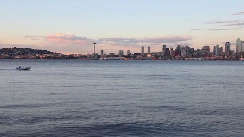 Seattle Washington skyline at night from Queen Anne's Hill with Space Needle Stock Footage 80791447