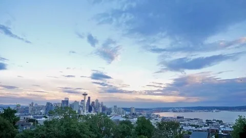 Seattle Washington Sunset Skyline Time-lapse Stock Footage 84085985