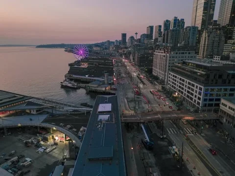 Seattle Water Front Time-lapse During Sunset Loop 4k 動画素材 227841059