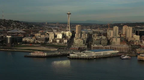 Seattle Waterfront Aerial Stock Footage 48505044