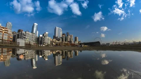 Seattle Waterfront Reflection Stock Footage 44067708
