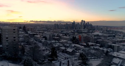 Seattle Winter Downtown Cityscape Sunrise Beautiful Skies Washington USA Stock Footage