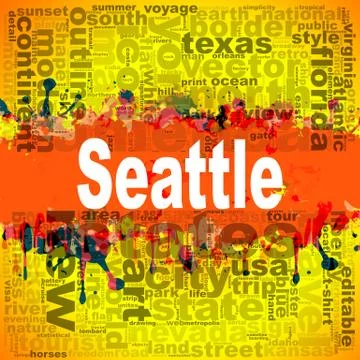 Seattle word cloud design Stock-Illustration