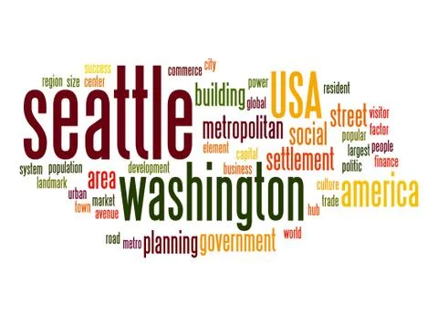 Seattle word cloud Illustrazione stock