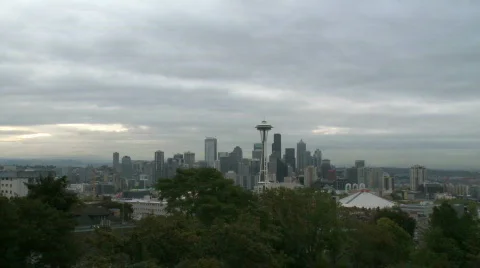 Seattle's Space Needle - medium zoom in Stock Footage