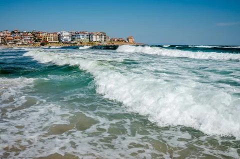 Seaview with waves Stock Photos