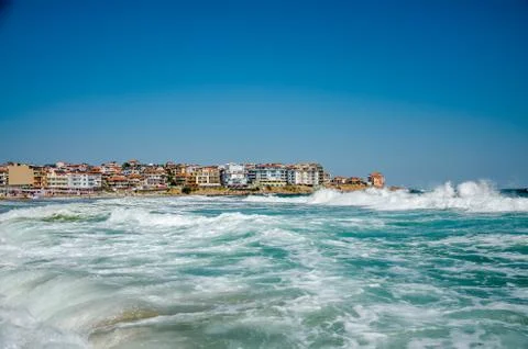 Seaview with waves Stock Photos