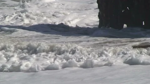 Seawall Close Up with Debris Stock Footage 7902183