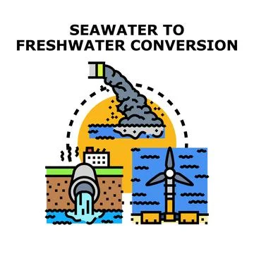 Seawater to freshwater conversion process icon Stock Illustration