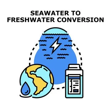 Seawater to freshwater conversion process vector icon illustrating desalinati Stock Illustration