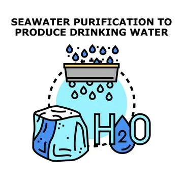 Seawater purification process creating potable drinking water Stock Illustration