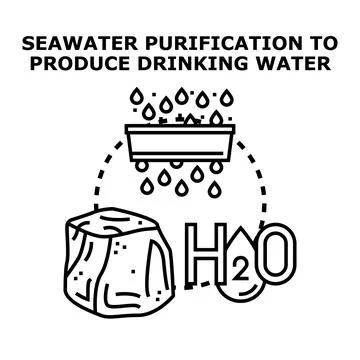 Seawater purification process creating potable drinking water Stock Illustration