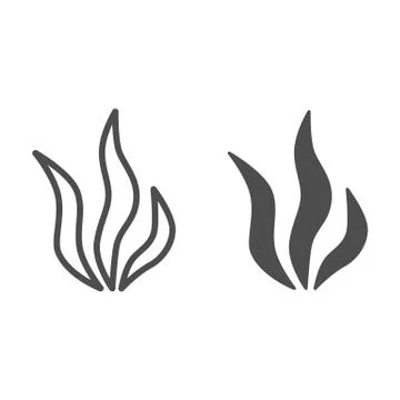 Seaweed line and solid icon, ocean concept, algae sign on white background Illustrazione stock