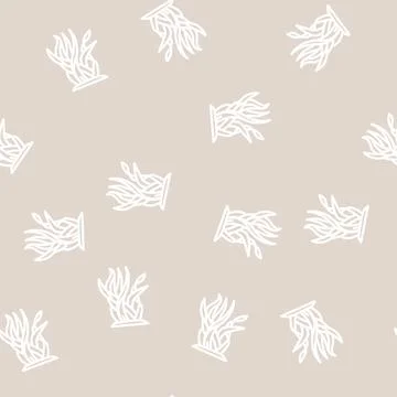 Seaweed natural ingredient line vector seamless pattern Stock Illustration