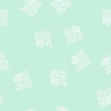 Seaweed ocean line seamless pattern Stock Illustration
