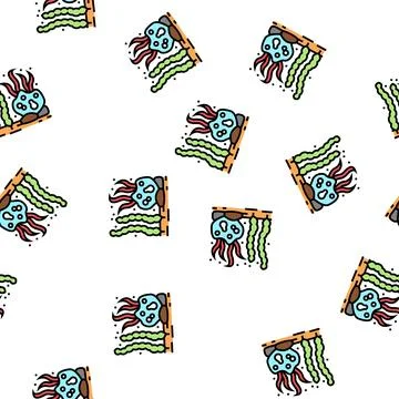 Seaweed ocean vector seamless pattern Stock Illustration