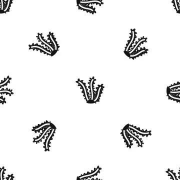 Seaweed pattern seamless black Illustrazione stock