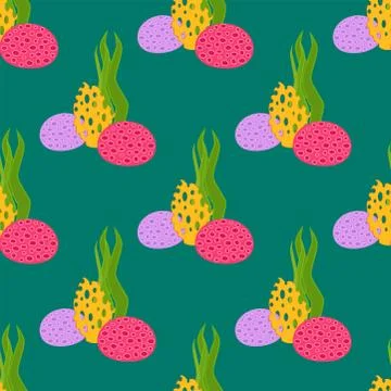 Seaweed plants seamless pattern background vector illustration Illustrazione stock