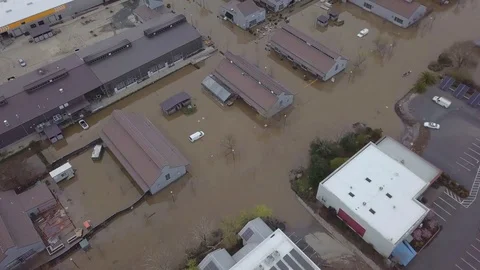 Sebastopol California 2019 Flood Damage, The Barlow Shopping District Stock Footage