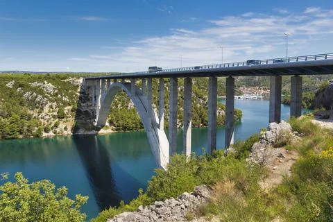 Sebenik or Krka Bridge, Croatia. Stock Photos