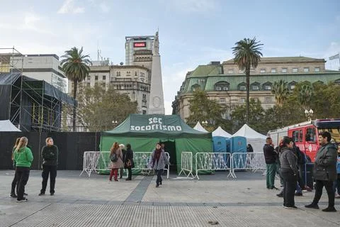 SEC first aid post, emergency and rescue service, at Plaza de Mayo, Buenos .. Stock Photos